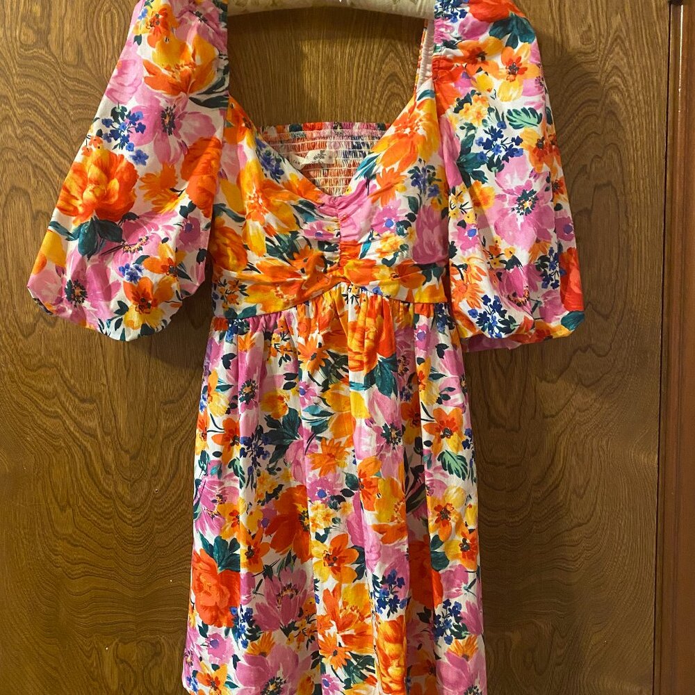 Puff Sleeve Floral Mini Dress